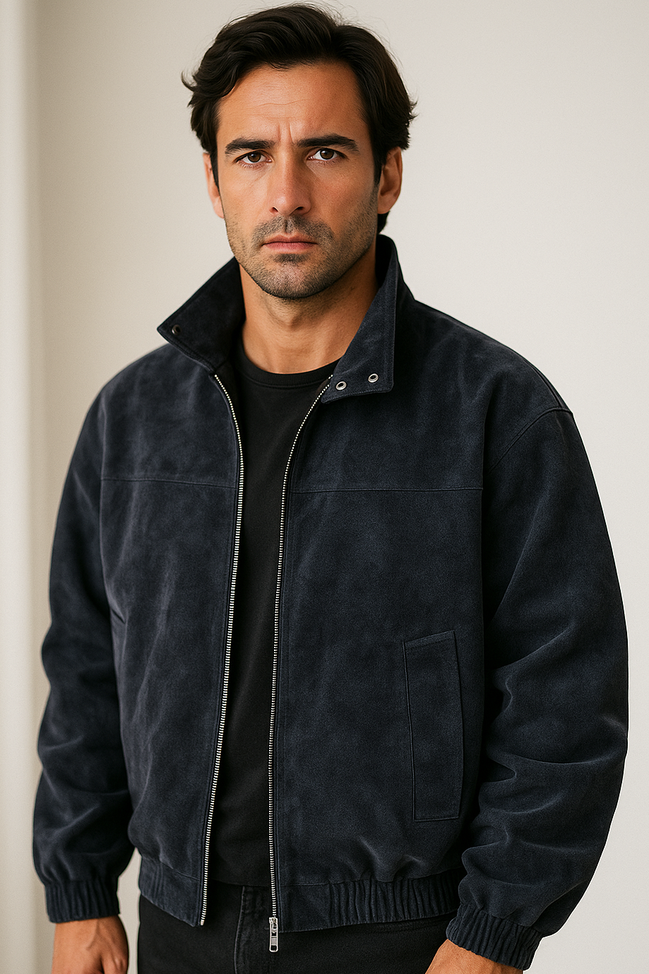 AMMO Valentieri Noir Suede Bomber