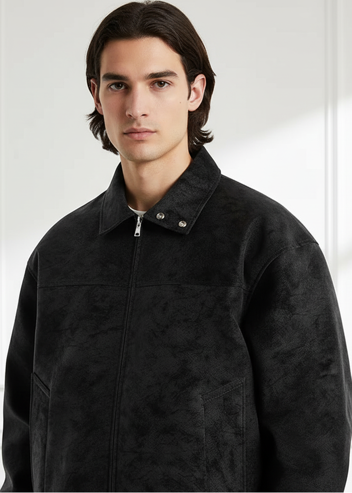 AMMO Valentieri Noir Suede Bomber
